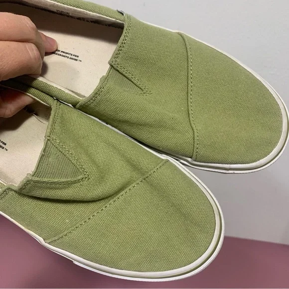 TOMS Alpargata Fenix Slip On Cedar Green Washed Canvas Shoes Size 8 casual - Picture 3 of 10